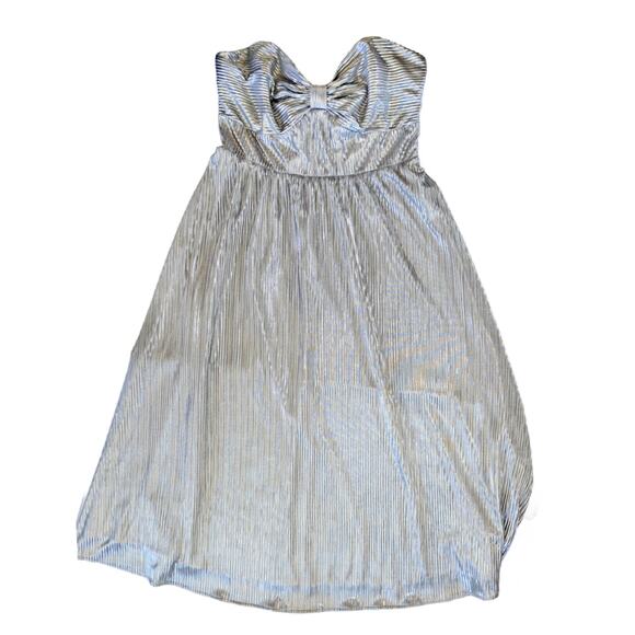 Lovers & Friends Tanya Silver Strapless Midi Maxi Dress Large Party Prom Metalic - Picture 9 of 13